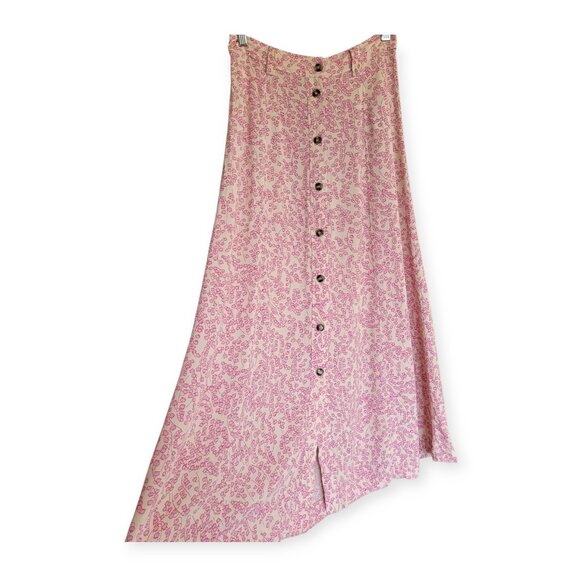 Ganni Boho Romantic Gorgeous 100% Viscose Floral Crepe Midi Skirt size 4 EUC - Picture 6 of 16